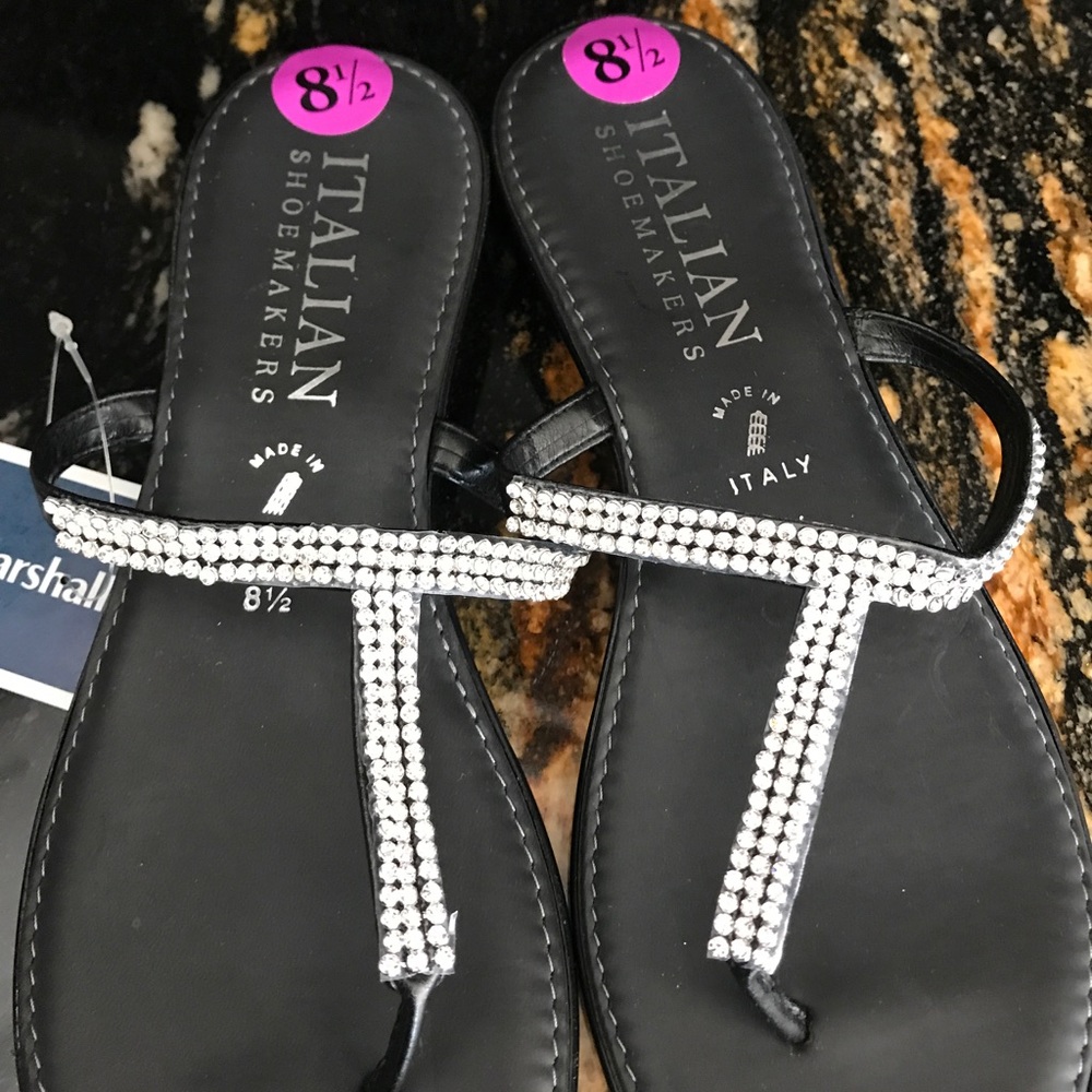 Italian Shoemakers Black Rhinestone Sandal NWT